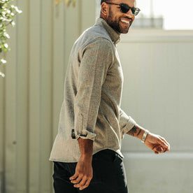 our fit model wearing The Jack in Ash Hemp Melange