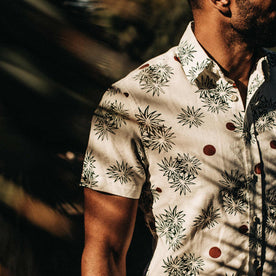 our fit model wearing The Short Sleeve California in Palms