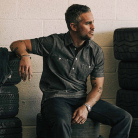 The Short Sleeve Popover in Charcoal Chambray - featured image