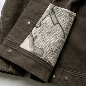 material shot of map pocket detail