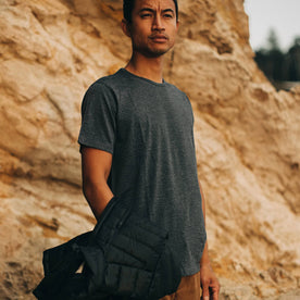 The Merino Tee in Heather Navy - featured image