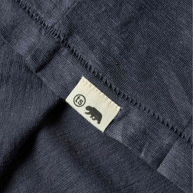 material shot of bottom logo stitching