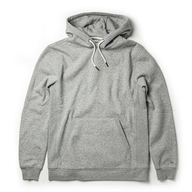 flatlay of The Heavy Bag Hoodie in Heather Grey Fleece from the front