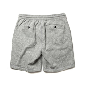 Flat shot of back of The Heavy Bag Short in Heather Grey Fleece