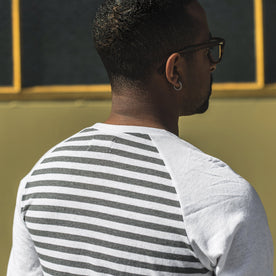 Our fit model in front of a yellow building