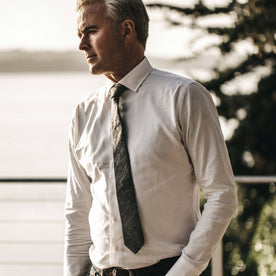 Our fit model wearing The Hyde in White Royal Oxford