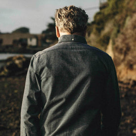 Our fit model wearing The Jack in Reverse Jacquard from Taylor Stitch.