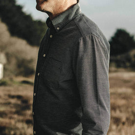 Our fit model wearing The Jack in Reverse Jacquard from Taylor Stitch.