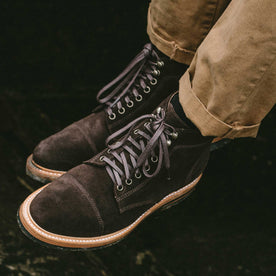 The Moto Boot in Weatherproof Chocolate Suede: Alternate Image 2