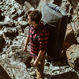 Our fit model rock climbing