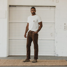 our fit model wearing The Camp Pant in Timber Boss Duck