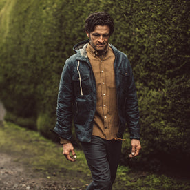 Our fit model wearing The Jack Shirt in Cone Mills Cord.