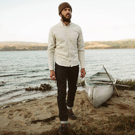 Our fit model wearing the natural corded Jakc