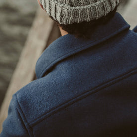 A back detail shot of our fit model on the lake