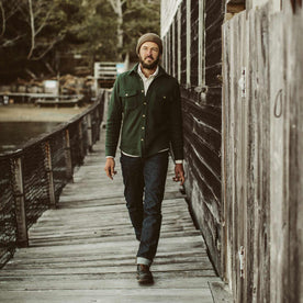 Our fit model on the Docks in his Era denim