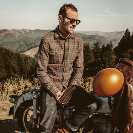 The Moto Utility Shirt in Charcoal & Rust Plaid - featured image