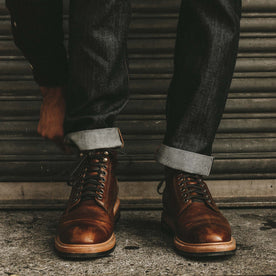 Our fit model wearing The Trench Boot.
