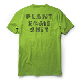 material shot of printed back of The Heavy Bag Tee in Chlorophyll