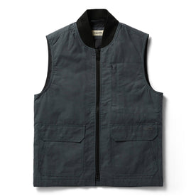 front flatlay of The Anchorage Vest in Charcoal Dry Wax