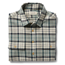 folded flatlay of The Ledge Shirt in Blue Plaid