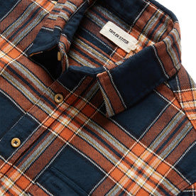 material shot of collar of The Ledge Shirt in Rust Plaid