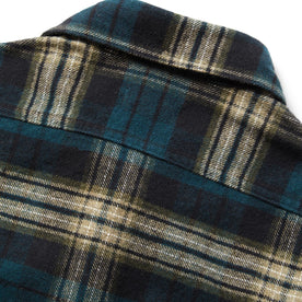 material shot of The Ledge Shirt in Deep Sea Plaid showing back yoke