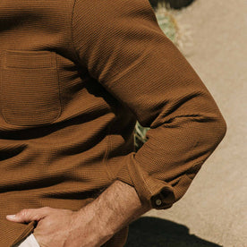 our fit model wearing The Jack in British Khaki Waffle