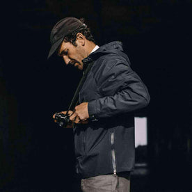 our fit model wearing the The Powder Jacket in Slate