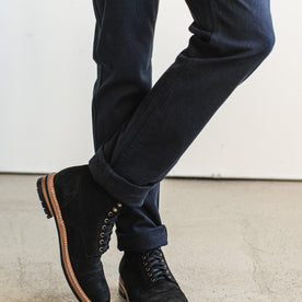 our fit model wearing The Camp Pant in Indigo Boss Duck