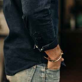 our fit model wearing The Jack in Indigo Oxford