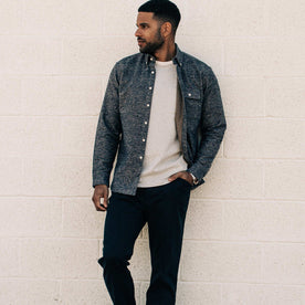 our fit model wearing The Sundown in Heather Grey