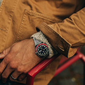 our fit model wearing The Ojai Jacket in Tobacco—cropped shot of wrist