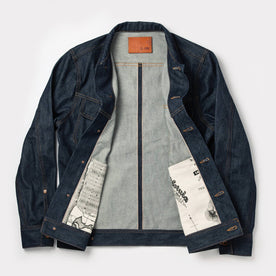 flatlay shot of jacket opened up