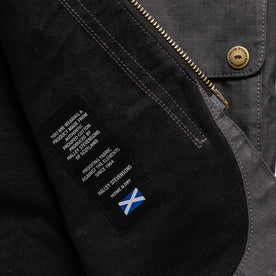 material shot of fabric detail inside of jacket
