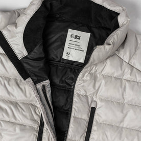 material shot of logo inside jacket
